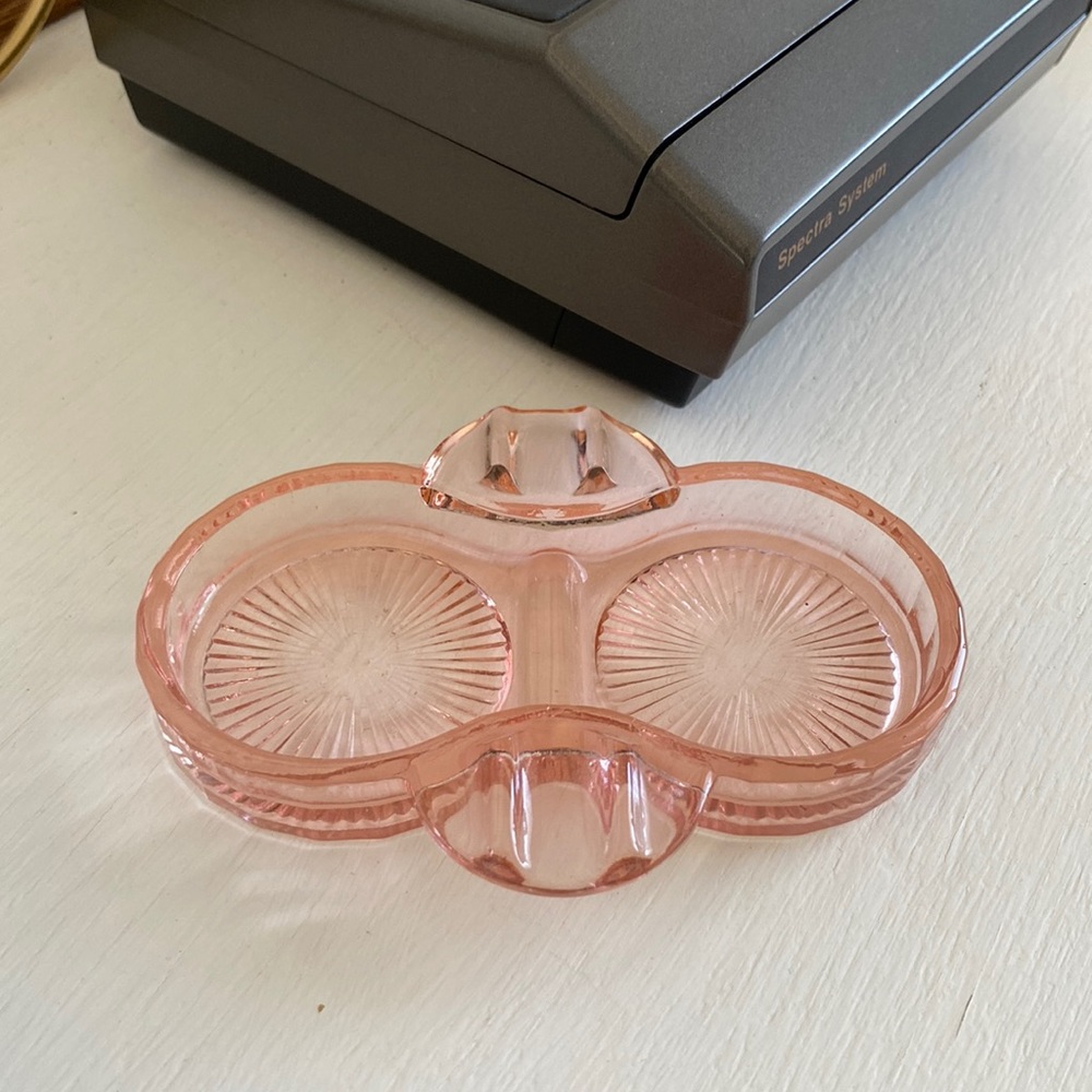 Vintage pink glass ashtray